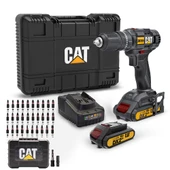 CAT DX155.1SET 18Volt/2.0Ah Li-ion Çift Akülü Profesyonel Şarjlı Darbeli Matkap + DA01901 32 Parça Vidalama Uç Seti - 2