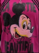 Büyük Beden Mickey Baskılı Taş Detaylı Hakim Yaka Fermuarlı Kadın Sweat thumbnail 11
