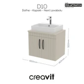 D10 Next Lavabo Dolabı Kapaklı 65 cm Dafne Gövde Lake Kapak thumbnail 1