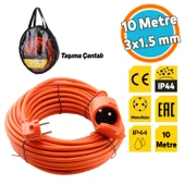 Uzatma Kablosu 3x1.5 mm CCA 10 METRE Kablolu Tekli Grup Fiş Priz Topraklı Kapaklı Monofaze Ev Tipi thumbnail 1