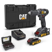 CAT DX155.1SET 18Volt/2.0Ah Li-ion Çift Akülü Profesyonel Şarjlı Darbeli Matkap + DA01901 32 Parça Vidalama Uç Seti - 1
