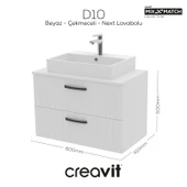 D10 80 Cm Next Lavabo Dolabı İki Çek. Beyaz Lake thumbnail 3