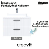 D10 80 Cm Next Lavabo Dolabı İki Çek. Beyaz Lake thumbnail 2