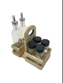 Ahşap Doğal Baharatlık Yağdanlık ve Peçetelik Takımı(SET)(KAVAK-IHLAMUR) Ahşap Rengi 1 SET thumbnail 4