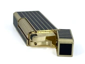 Zenit Altın Renk Şeritli Soft Flame Çakmak - Siyah thumbnail 4