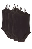 4 Adet İp Askılı Kadın Çıtçıtlı Body Siyah - 2
