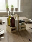 Ahşap Doğal Baharatlık Yağdanlık ve Peçetelik Takımı(SET)(KAVAK-IHLAMUR) Ahşap Rengi 1 SET thumbnail 1