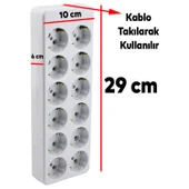 Grup Priz Klemensli 12'li Fiş Priz Topraklı Çoklu Grup Priz Çoğaltıcı Onikili Kablosuz - 2