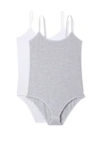 2 Adet İp Askılı Kadın Çıtçıtlı Body Beyaz ve Gri - 2