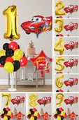 Yarış Arabası Temalı Gold Rakamlı Balonlu Doğum Günü Süsleme - 1