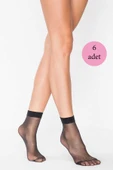 6 Adet Kadın Ten Süper 15 Mat Soket Çorap Siyah - 1