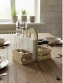 Ahşap Doğal Baharatlık Yağdanlık ve Peçetelik Takımı(SET)(KAVAK-IHLAMUR) Ahşap Rengi 1 SET thumbnail 2