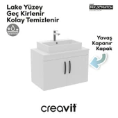 D10 Next Lavabo Dolabı Kapaklı 80 cm Beyaz Lake Kapak thumbnail 2