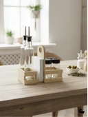 Ahşap Doğal Baharatlık Yağdanlık ve Peçetelik Takımı(UZUN BAŞLIK)(SET)(KAVAK-IHLAMUR) Ahşap Rengi 5 SET thumbnail 2