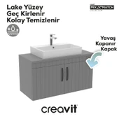 D10 Next Lavabo Dolabı Kapaklı 100 cm Gri Melamin Gövde Lake Kapak thumbnail 2