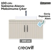 D10 Next Lavabo Dolabı Kapaklı 100 cm Dafne Melamin Gövde Lake Kapak thumbnail 3