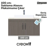 D10 Next Lavabo Dolabı Kapaklı 100 cm Dafne Melamin Gövde Antrasit Meşe Kapak thumbnail 3