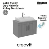 D10 Next Lavabo Dolabı Kapaklı 80 cm Gri Gövde Lake Kapak thumbnail 2