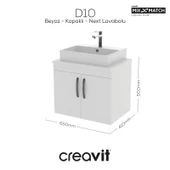D10 Next Lavabo Dolabı Kapaklı 65 cm Beyaz thumbnail 1