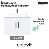 D10 Next Lavabo Dolabı Kapaklı 80 cm Beyaz thumbnail 2