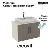 D10 Next Lavabo Dolabı Kapaklı 80 cm Dafne Gövde Antrasit Meşe Kapak thumbnail 3