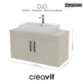 D10 Next Lavabo Dolabı Kapaklı 100 cm Dafne Melamin Gövde Lake Kapak thumbnail 1