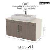 D10 Next Lavabo Dolabı Kapaklı 100 cm Dafne Melamin Gövde Antrasit Meşe Kapak thumbnail 1