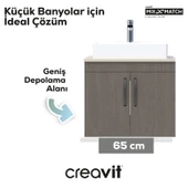 D10 Next Lavabo Dolabı Kapaklı 65 cm Dafne Gövde Antrasit Meşe Kapak thumbnail 3