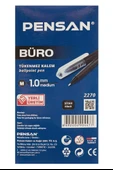 Siyah Tükenmez Kalem 1.0mm 2 Adet Pensan Büro Tipi Ballpoint Büro Plastik Kapaklı Tükenmez Kalem thumbnail 3