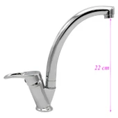 Uzun Batarya Krom Lavabo Banyo Mutfak Musluğu Musluk Mermer Tezgah Üstü Çift Su Giriş Evye Mix thumbnail 2