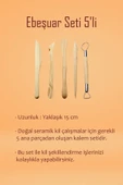 Beyaz Seramik Hamuru 1 Kg Kil Ebeşuar Seti 6x15 ml Akrilik Set 50 ml Vernik Ahşap Merdane Zımpara thumbnail 6