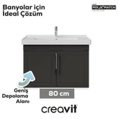D20 80 cm Kapaklı Lavabo Dolabı Antrasit Lake Kapak thumbnail 3