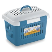 Stefanplast Gulliver Orta Boy Küçük Evcil Hayvan Taşıma Çantası Mavi Beyaz 45x33x33Cm - 1