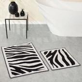 Karaca Home Zebra Siyah 2li Pamuk Banyo Paspası 60x100 cm 50x60 cm thumbnail 1