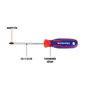 WORKPRO WP221035 PZ0x75mm CR-V Manyetik Profesyonel Yıldız Tornavida - 2