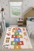 cmn home Dekoratif Özel Tasarım Yıkanabilir,İnce, Kaymaz tabanlı çocuk odası Halısı, Yolluk çocuk desenli - 4