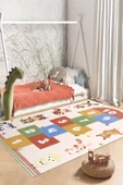 cmn home Dekoratif Özel Tasarım Yıkanabilir,İnce, Kaymaz tabanlı çocuk odası Halısı, Yolluk çocuk desenli - 3