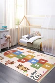 cmn home Dekoratif Özel Tasarım Yıkanabilir,İnce, Kaymaz tabanlı çocuk odası Halısı, Yolluk çocuk desenli - 2