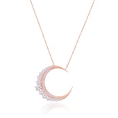 EMILIANO JEWELLERY SİLVER 925 AYAR ZİRKON TAŞLI AY KOLYE - 1