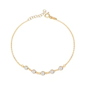 Zirkon Taşlı Pırlanta Montür Altın Kaplama Gümüş Bileklik - 1