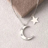 EMILIANO JEWELLERY SİLVER 925 AYAR ZİRKON TAŞLI AY YILDIZ KOLYE thumbnail 5