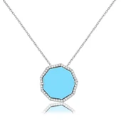 EMILIANO JEWELLERY 925 AYAR GÜMÜŞ ZİRKON TAŞLI DOKUZGEN KOLYE - 1