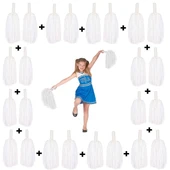 12 Çift ( 24 Adet ) Beyaz Renk 23 Nisan 19 Mayıs 29 Ekim Okul Gösteri Ponponları - 1