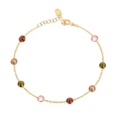 Zirkon Renkli Taşlı Altın Kaplama Gümüş Bileklik - 1