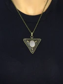 Doğal Taş Aytaşı Doğal Taşlı Üçgen Model Antik Kadın Kolye euk41ay thumbnail 3