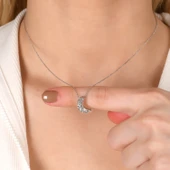 Taşsız Gümüş Altın Kaplama Ay Gümüş Kolye thumbnail 4