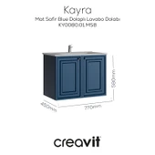 Kayra Mat Safir Blue Kapaklı Lavabo Dolabı 80cm thumbnail 1