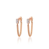 EMILIANO JEWELLERY SİLVER 925 AYAR ZİRKON TAŞLI ZİNCİR DESENLİ KÜPE - 1