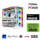 ETERNAL POWER  RYZEN 9 9950X3D 64GB DDR5 1TB M.2  RTX 4070Tİ SUPER B650 WIFI 750W 240M thumbnail 1