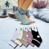 Lascaris Premium Kadın 12’li Taş İşlemeli Çiçek Desenli Soket Çorap Seti thumbnail 3